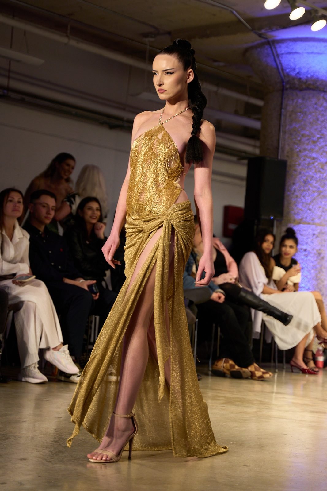 Draped gold gown