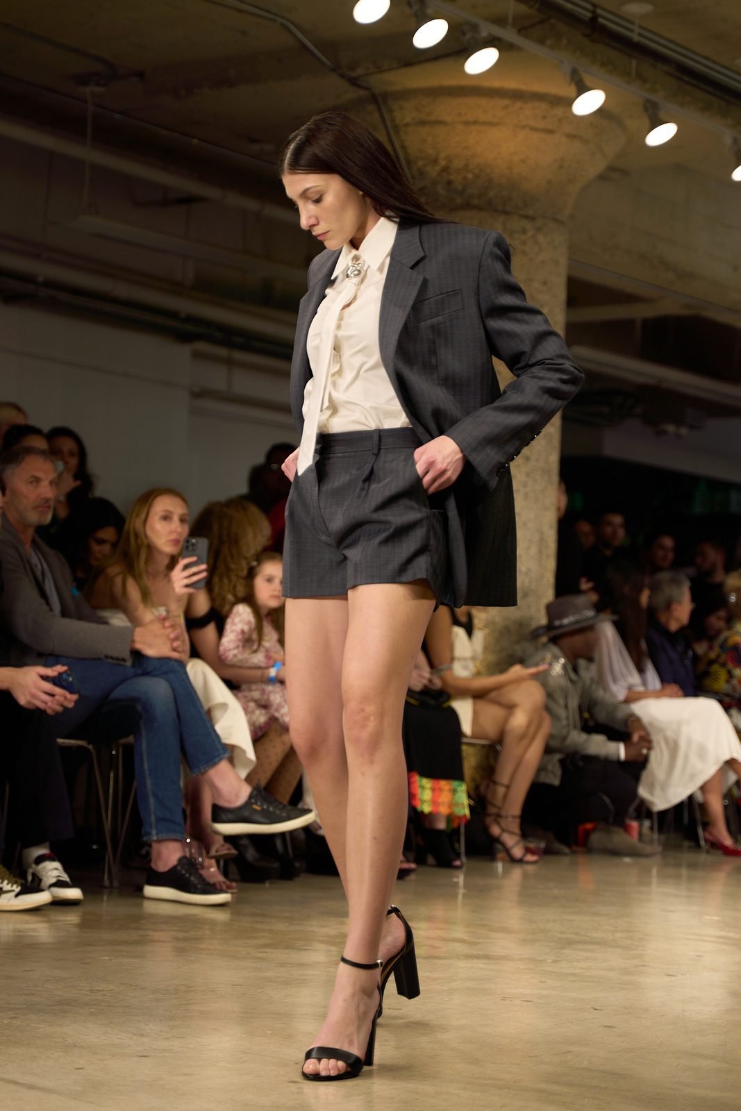 Grey blazer and shorts
