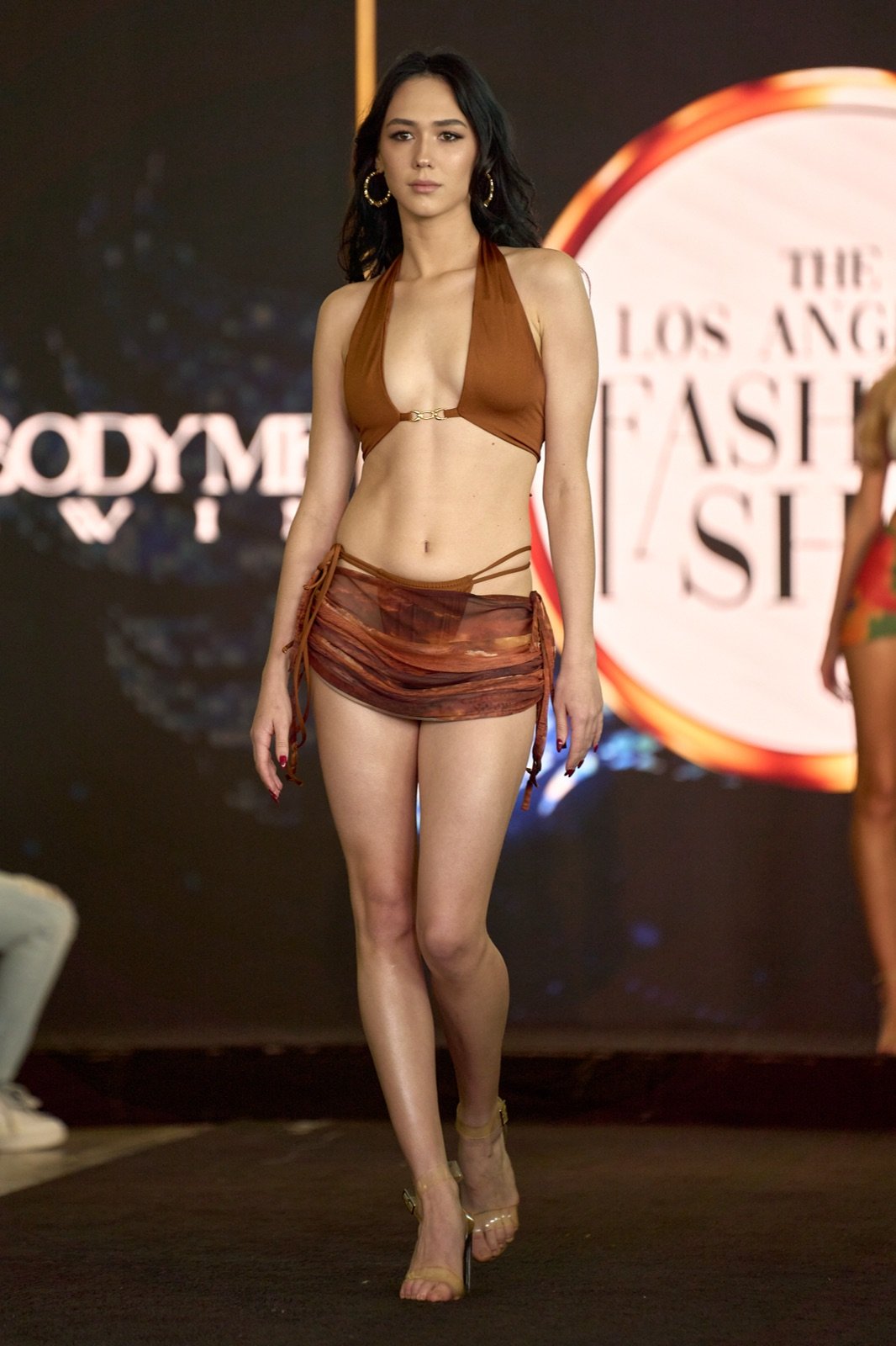Brown halter and ruched mini